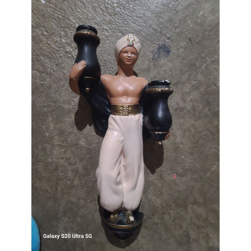 RARE Alexander Backer ABCO Chalkware Arabian Man Candleholder‎ Sconce